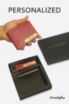 Printifykart Personalized Wallet and Keychain Gift Set with Charm for Men(Red Color)