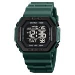 SKMEI Young Men Casual Design Watch Digital Display Black Dial ABS Men’s TPU Dark Green Color Stylish Band, Water-Resistant & Scratch-Resistant-1988