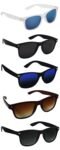 Silver Kartz Men’s Women’s Unisex Non Polarized UV Protected Black Multi Color Plastic Aviator Sunglass Set of 5