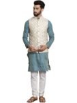 SOJANYA (Since 1958:Men’s Ethnic Motifs Woven Design Silk Blend Kurta With Pyjamas & Nehru Jacket