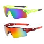 2 Pack Sun Glasses for Men Branded, Cricket Sun Glasses for Men, Sports Sunglasses Man Multicolored Sports PC Glasses UV400 Protection Cycling Running Driving Fishing Golf Motorcycle Baseball