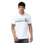 Spykar White Polo Collar Half Sleeves Blended T-Shirt for Men