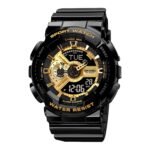 SKMEI Men’s Digital Sports Watch, LED Round Large Face Analog Quartz Wrist Watch with Multi-Time Zone Waterproof Stopwatch – 1834