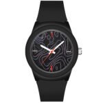 Acnos Black Grey Men’s Silicone Strap Analog Wrist Watch Modern with White Black Dial