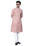 LATEST CHIKAN Men’s Cotton Regular Textured Long Kurta Full Sleeves – Casual Ethnic Wear