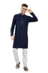 DIVISIVE Men’s Sequince Embroidered Cotton Blend Slim Fit Kurta Pyjama Set