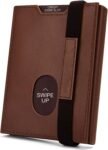 Contacts RFID Blocking Minimalist Tri-Fold Slim Credit Card Genuine Leather Wallet with Upto 6 Card Slots Including 1 ID Window, 1 Banknote Compartments and Coin Pocket (Brown-New)