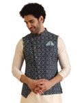 KISAH Men’s Printed Regular Fit Sleeveless Cotton Blend Nehru Jacket | Ethnic Jacket-Waistcoat for Men
