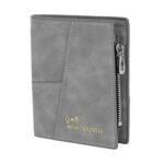 Storite Men’s PU Leather RFID Blocking Credit Card Holder Money Wallet Zipper Coin Purse (Grey, 11.8 x 9.6 x 1.5 cm)