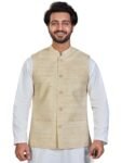 Authentics Classic Handcrafted Khaadi-Rich Textured Nehru Jacket, Regular Fit | Casual Ethnic Wear | Perfect For Any Occasion | Premium Satin Lining | 120 Gsm Fusing On Front & Back