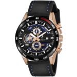 Sylvi Timegrapher Luxury Business Casual Party-Wear Leather Strap Chronograph Date Display Watch for Men | Working Chronograph Watch for Men – 556 Blue RG Leather