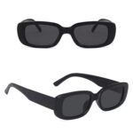 BowieMall Polarized Sunglasses For Men Women Retro Stylish Rectangle Goggles Square Sunglass Rectangular Aesthetic Glasses UV Unisex (Black) – Pack of 1 (45*30*40 mm)