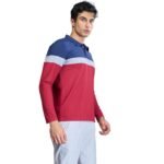 TECHNOSPORT Men’s Slim Fit Color Block Full Sleeve Polo T-Shirt with Matpiq, SPF50+ for Regular Use