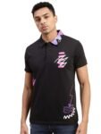 Veirdo® Pure Cotton Abstract Graphic Printed Regular Fit Polo T-Shirt for Men
