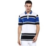 Dennis Lingo Men’s Casual Slim Fit Polo Neck T-Shirt, Half Sleeves Striped Pure Cotton Collar T-Shirt for Men