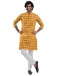 VASTRAMAY Men’s Ethnic Kurta with Pyjama – Om & Swastika Printed Spiritual Wear, Lightweight & Breathable, Perfect for Puja, Shivratri & Festive Occasions