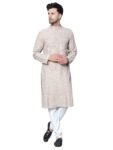 LATEST CHIKAN Men’s Cotton Regular Textured Long Kurta Full Sleeves – Casual Ethnic Wear