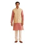 SOJANYA (Since 1958 Men’s Silk Blend Self Design Pink Kurta With Pyjama & Nehru Jacket