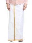 YHWH Elegant White Pure Cotton Dhoti for Men – Traditional Ethnic Wear, 2 MT