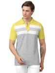 BULLMER Yellow Trendy Colour-Block/Graphic Printed Collar/Polo Neck T-Shirt for Men