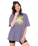 SHODOX®Women’s Cotton Blend Oversized Drop Shoulder Printed T-Shirt(Pack of 1)