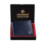 HAMMONDS FLYCATCHER RFID Protected Bi-Fold Wallet for Men Leather Original, Mens Wallet, Leather Wallets for Men, Classic Purse with 4 Card Slots, Coin Pocket, Gift for Mens – Croc Blue