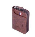 Unisex Genuine Leather Wallet with Zipper | RFID Blocking Card Holder Zipper Wallet (Brown)