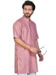 Authentics Pure Cotton Horizontal Self Striped Nexa Modi Kurta, Half Sleeves, Regular Fit | Casual Ethnic Wear | Perfect for Any Occasion | Premium Fabric | Elegant Style |