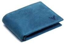 NAPA HIDE Blue Leather Wallet for Men I Handcrafted I 4 Credit/Debit Card Slots I 2 Currency Compartments I 1 Transparent ID Window
