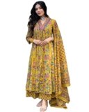 GoSriKi Women’s Rayon Blend Anarkali Printed Kurta with Palazzo & Dupatta