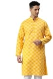 Majestic Man Men’s Cotton Regular Fit Casual Mandarin Collar Ethnic Motifs Printed Long Regular Kurta