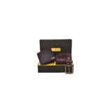 URBAN FOREST Brian Dark Brown Leather Wallet & Dark Brown Casual Textured Belt Combo Gift Set for Men