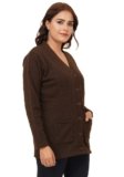 URBANROCK Women’s Woolen V-Neck Cardigan Sweater with Front Pockets for Winter Wear