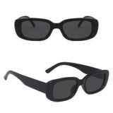 BowieMall Polarized Sunglasses For Men Women Retro Stylish Rectangle Goggles Square Sunglass Rectangular Aesthetic Glasses UV Unisex (Black) – Pack of 1 (45*30*40 mm)
