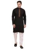 QISHTAR Men’s Cotton Knee Length Straight Kurta | Mandarin Neck | Half Button Closure (QSTR-MK-013)