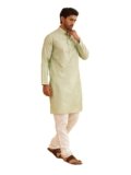 SOJANYA (Since 1958 Men’s Silk Blend Self Design Kurta & Off-White Churidar Pyjama Set
