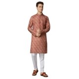 BELLAZO Men’s 100% Cotton Embroidered Kurta | Elegant Self Design