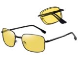 HUVORA Foldable UV Protected Polarized Rectangular Sunglasses for Men Women Stylish Metal Frame Shades Sun Glasses Lightweight Photochromic Square Night Driving Goggles