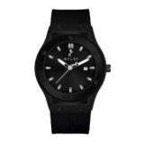 Sylvi Majestic Analog Watch for Men | Black Silicone Strap | Round Alloy Steel Case | Casual Waterproof Wrist Watch for Men with Calendar | Men’s Formal & Vintage Style | Japanese Quartz Movement