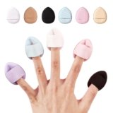 Gleva 6 Pcs Finger Powder Puff Mini Soft Face Makeup Sponge, Loose powder Foundation Blending Sponges Set, Beauty Blender, Contouring, Wedge Triangle Shape Wet & Dry Tool Washable Reusable (Multicolor)