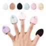 Gleva 6 Pcs Finger Powder Puff Mini Soft Face Makeup Sponge, Loose powder Foundation Blending Sponges Set, Beauty Blender, Contouring, Wedge Triangle Shape Wet & Dry Tool Washable Reusable (Multicolor)