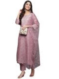 Fashionable Women’s Kurta Pant Dupatta Set with Block Print
