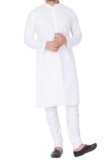 VASTRAMAY Men’s White Cotton Blend Kurta and Churidar Pyjama Set & Super Soft, Comfortable Ethnic Wear for Weddings, Parties, Republic Day, and Festive Occasions