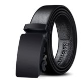 Zacharias Men’s Faux Leather Belt Automatic Buckle (Black;Free Size) (Pack of 1)