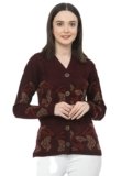 Kalt Women Sweater for Winter Woolen Acrylic Full Sleeves V Neck Floral Design Cardigan Sweater for Women Winter Woollen Stylish
