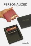 Printifykart Personalized Wallet and Keychain Gift Set with Charm for Men(Red Color)