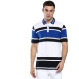 Dennis Lingo Men’s Casual Slim Fit Polo Neck T-Shirt, Half Sleeves Striped Pure Cotton Collar T-Shirt for Men