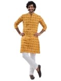 VASTRAMAY Men’s Ethnic Kurta with Pyjama – Om & Swastika Printed Spiritual Wear, Lightweight & Breathable, Perfect for Puja, Shivratri & Festive Occasions