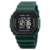 SKMEI Young Men Casual Design Watch Digital Display Black Dial ABS Men’s TPU Dark Green Color Stylish Band, Water-Resistant & Scratch-Resistant-1988
