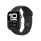 Apple Watch Series 10 [GPS 42 mm] Smartwatch with Jet Black Aluminium Case with Black Sport Band – S/M. Fitness Tracker, ECG App, Always-On Retina Display, Water Resistant
